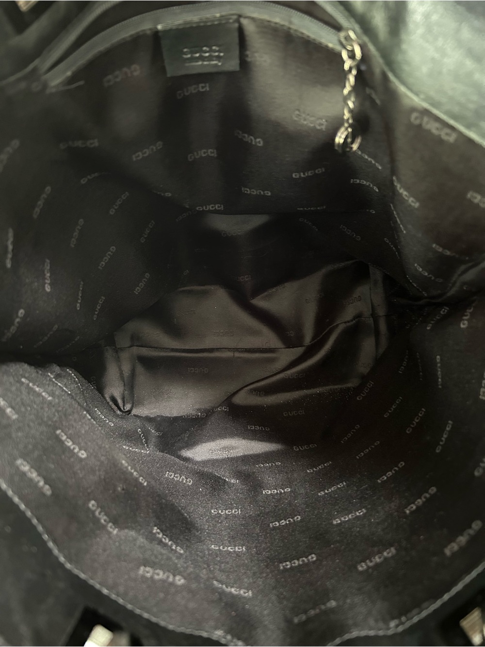 VINTAGE Gucci GG Canvas Eclipse Tote with Black Leather Trim - Picture 3 of 16